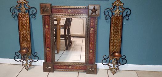 Mirror and candle holder