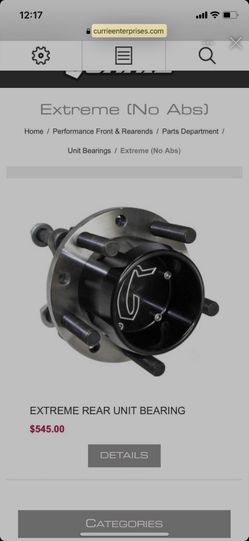 Currie Hubs Unit Bearings Silverado 6x5.5