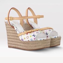 NEW Louis Vuitton x TM Helios Wedge Sandal Size 37 Authentic! sold out!