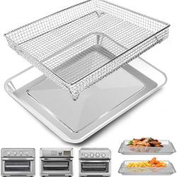 Air Fryer Tray Replacement Parts for Cuisinart TOA-60 TOA-65 TOA-70 Toaster Convection Oven, Non-stick Mesh Stainless Steel 