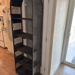 Vintage Beautiful Rattan Arched Etagere shelving unit..