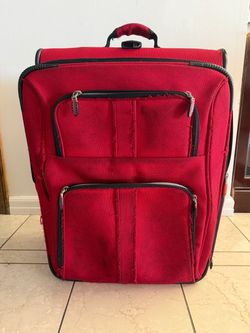 Large Delsey Red Expandable Rolling Luggage Suitcase – Lightweight