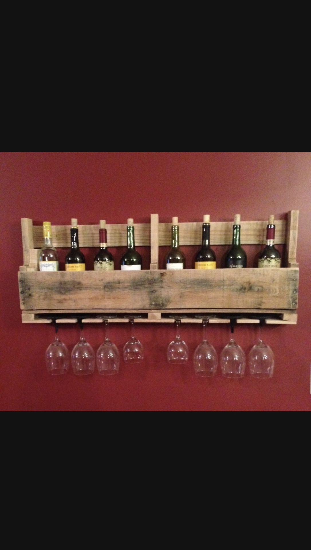 Pallet Wine Bottle & Glass Rack