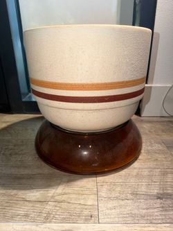 Retro  Ceramic Planter Pot with Amber Saucer