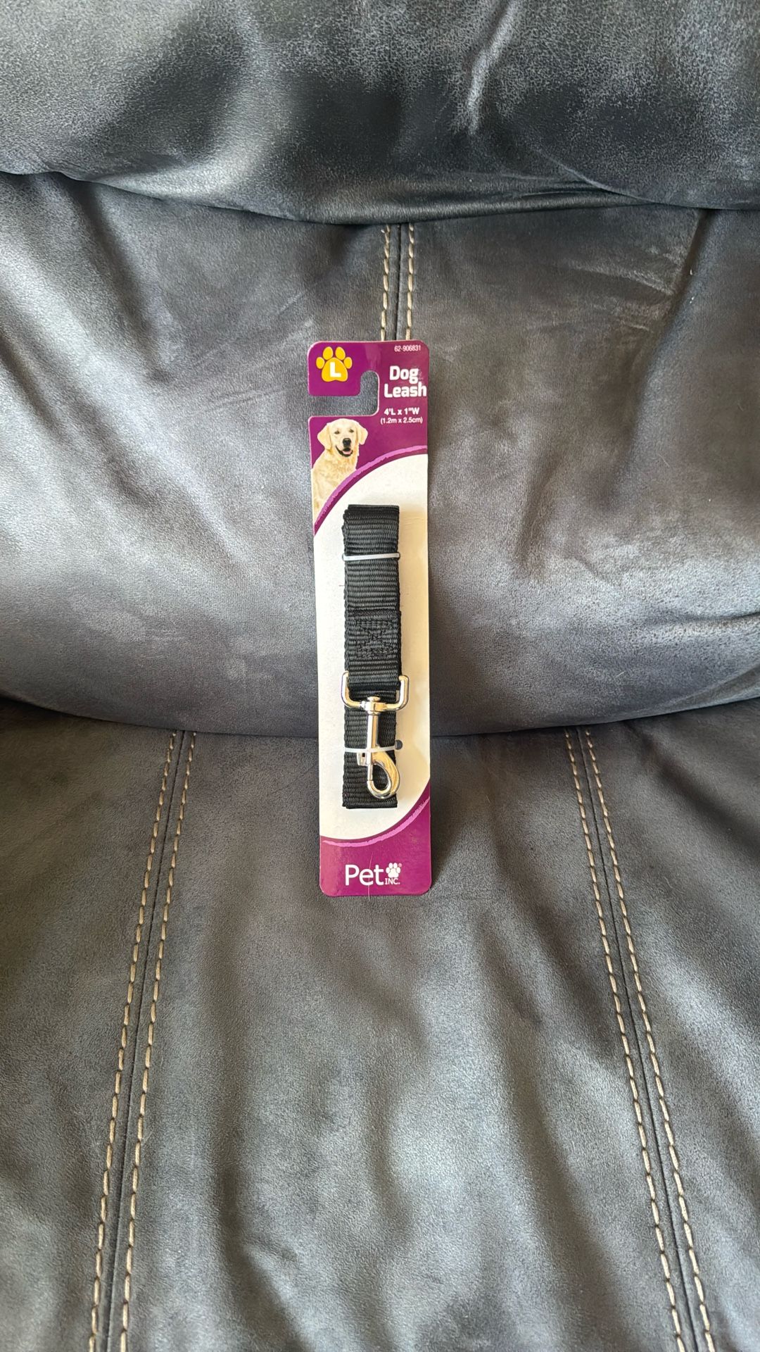 New Black Short Dog Leash 4 Foot X 1 Inch Size Large L