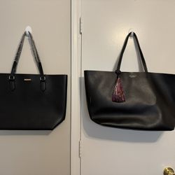 Faux Leather Black Tote Bags