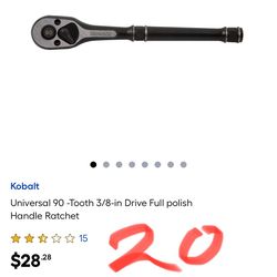 Kobalt Universal 90-Tooth 3/8-in Drive Full polish Handle Ratchet