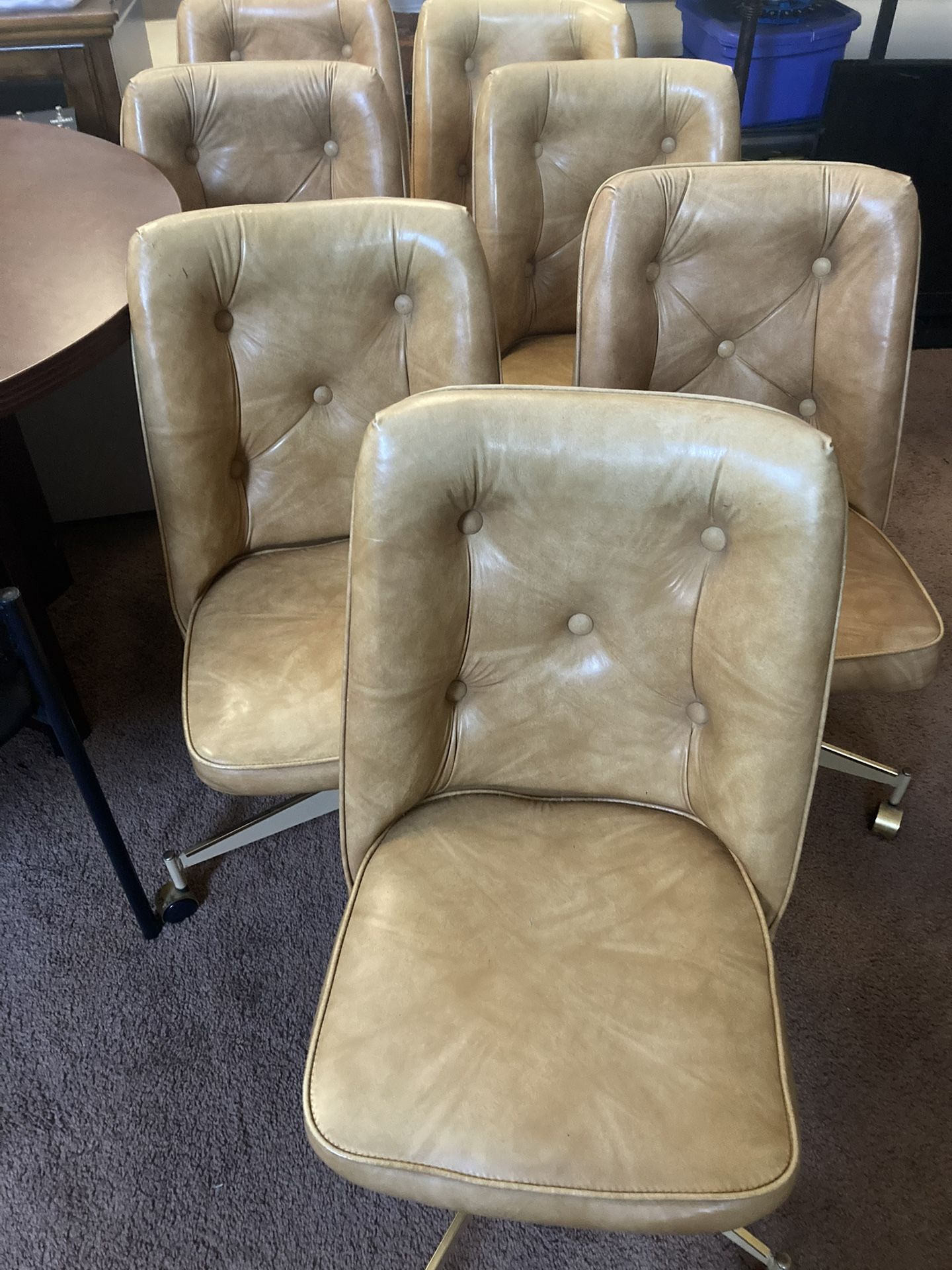 7 Vintage Rolling Chairs Antique Camel $125