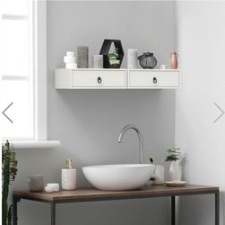  Wooden Floating Nightstand with 1-Drawer (2 PACK)