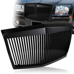 For 2005-2010 Chrysler 300 300C ABS Black Vertical Phantom Style Front Grille -(2-FG-CS3005-VS-BK
