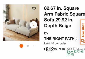 THE RIGHT PATH 82.67" Elegant and modern sofa