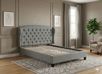 Gray king size bed frame