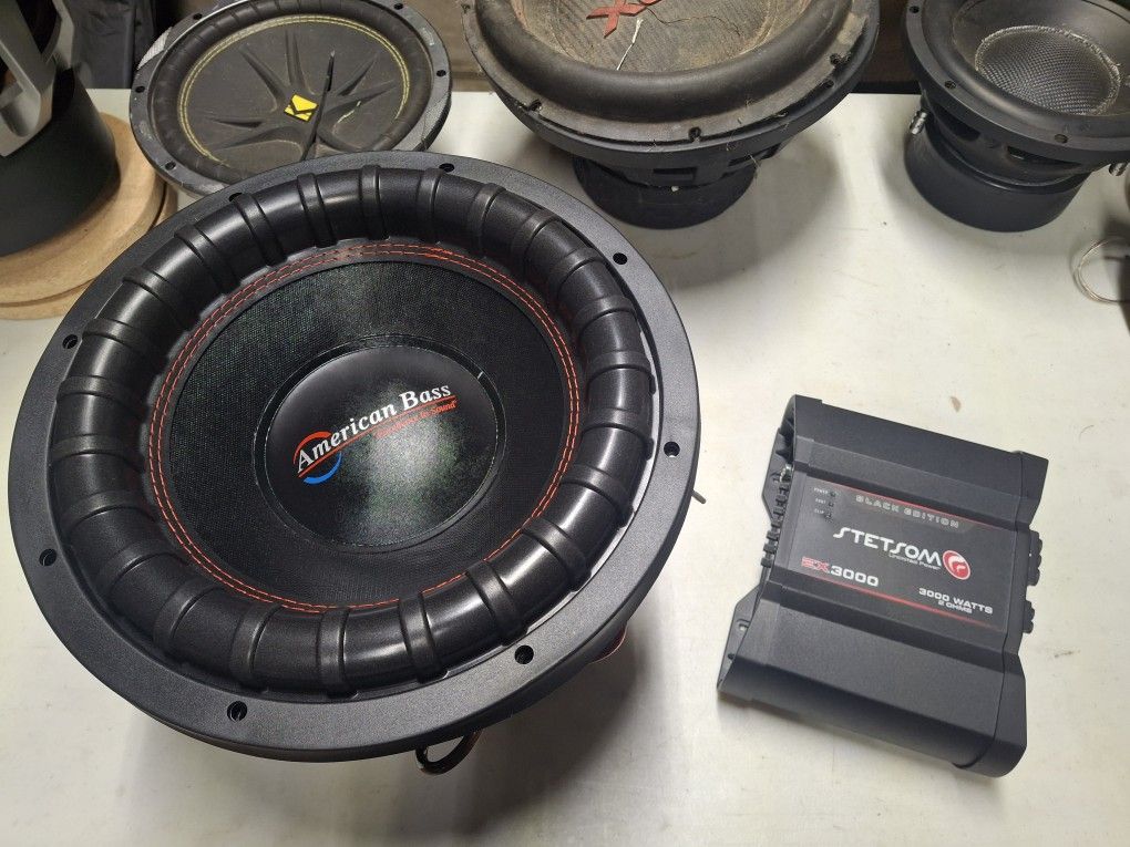 American Bass XFL 12" Sub / Stetsom EX 3000.1 Amplifier. NEW 400.00