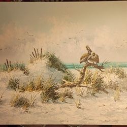 Large Signed Pelican Painting