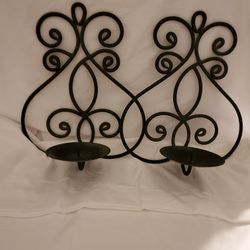 Metal Wall Sconces  2 Pillar Candle Holders 