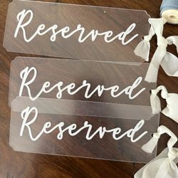 Wedding Reserved Chair Signs Set Of 3 Acrylic 