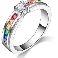 925 sterling silver RAINBOW ZIRCONIA 9