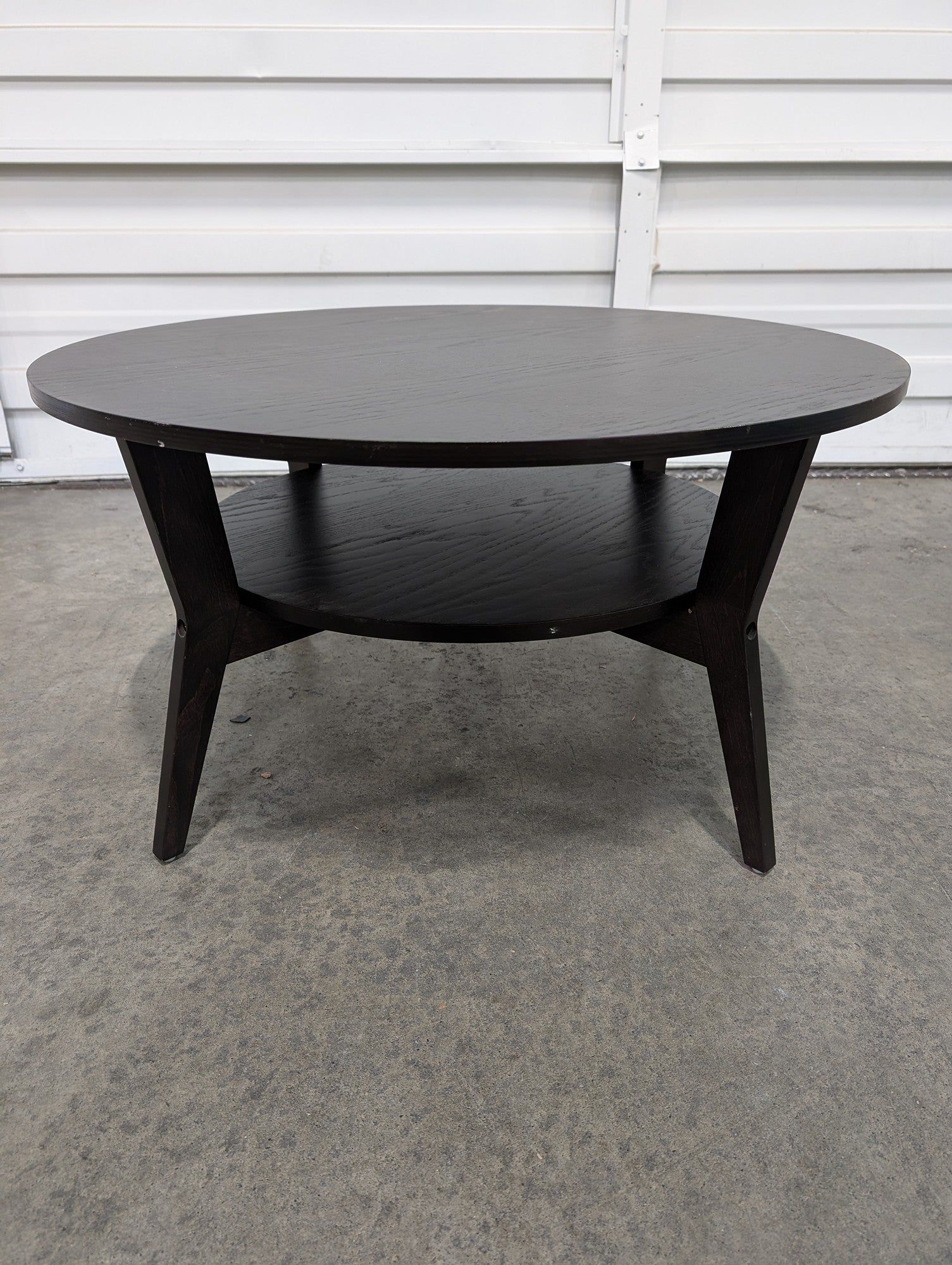 Modern Round Two-Tier Dark Brown Coffee Table