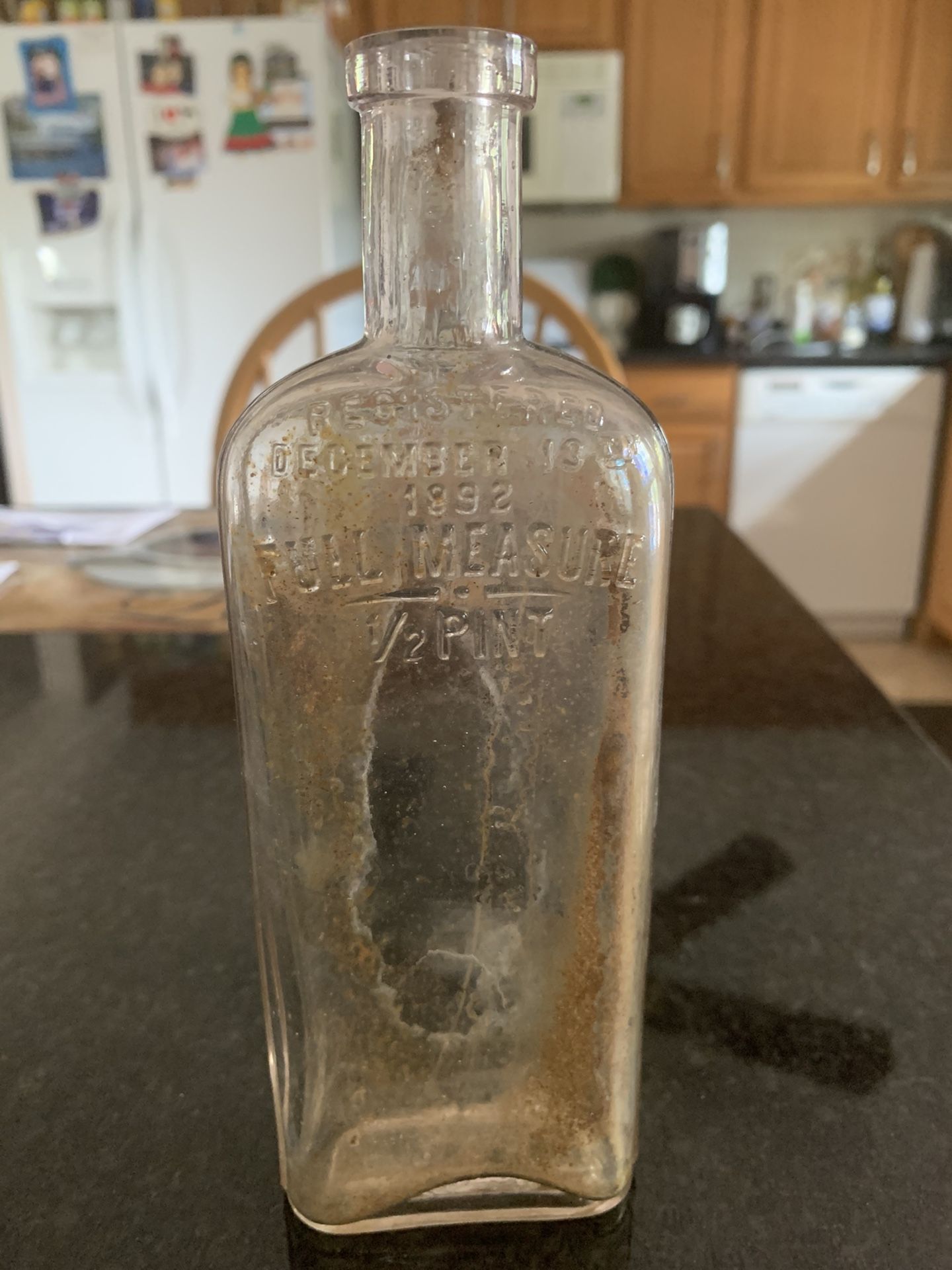 Vintage 1892 Bottle 1/2 Pints Full Measurement