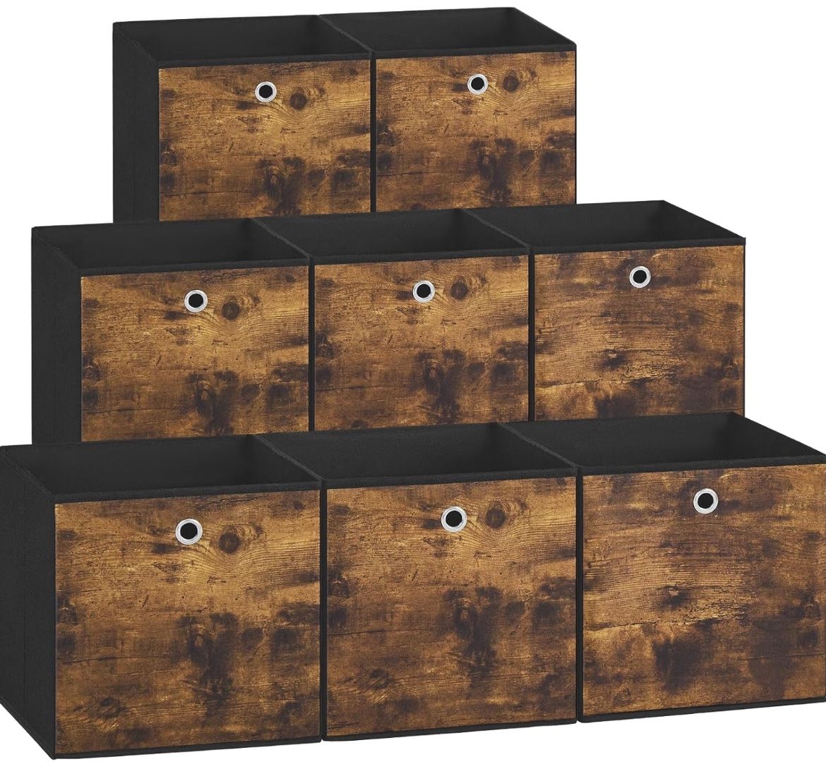 SONGMICS Storage Cubes Cube Bins Foldable Fabric Box Set of 8 10.2 x 10.2 x 11 Inches - Brown