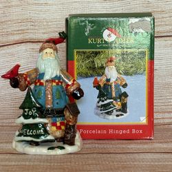 Kurt Adler Porcelain Hinged Box Santa Christmas