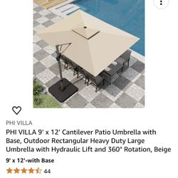 Cantilever Patio Umbrella + Base