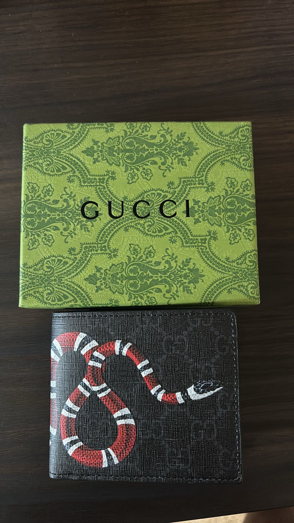 GUCCI- Kingsnake print wallet in GG SUPREME