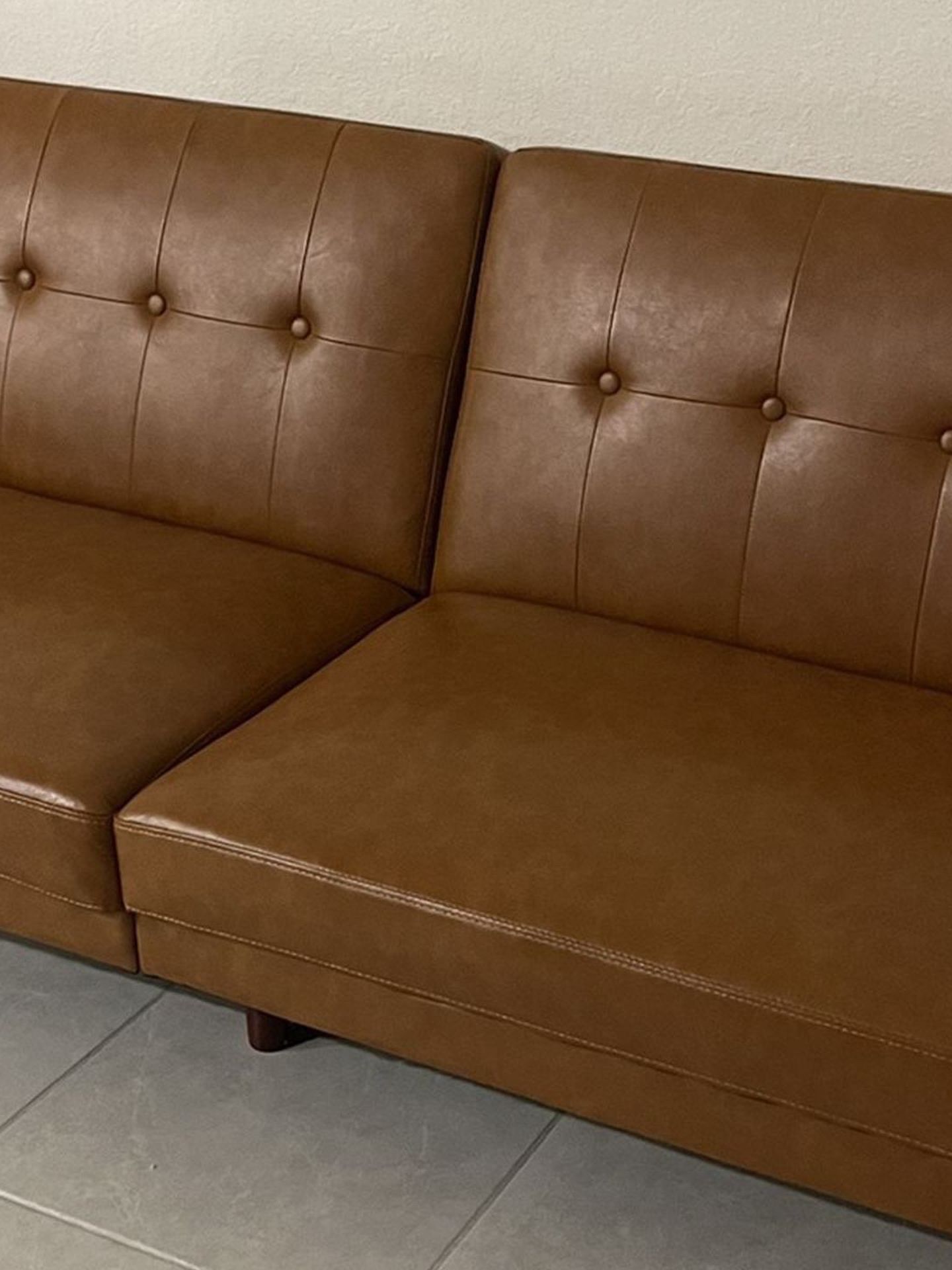 Better Homes & Gardens Nola Modern Futon, Camel Faux Leather