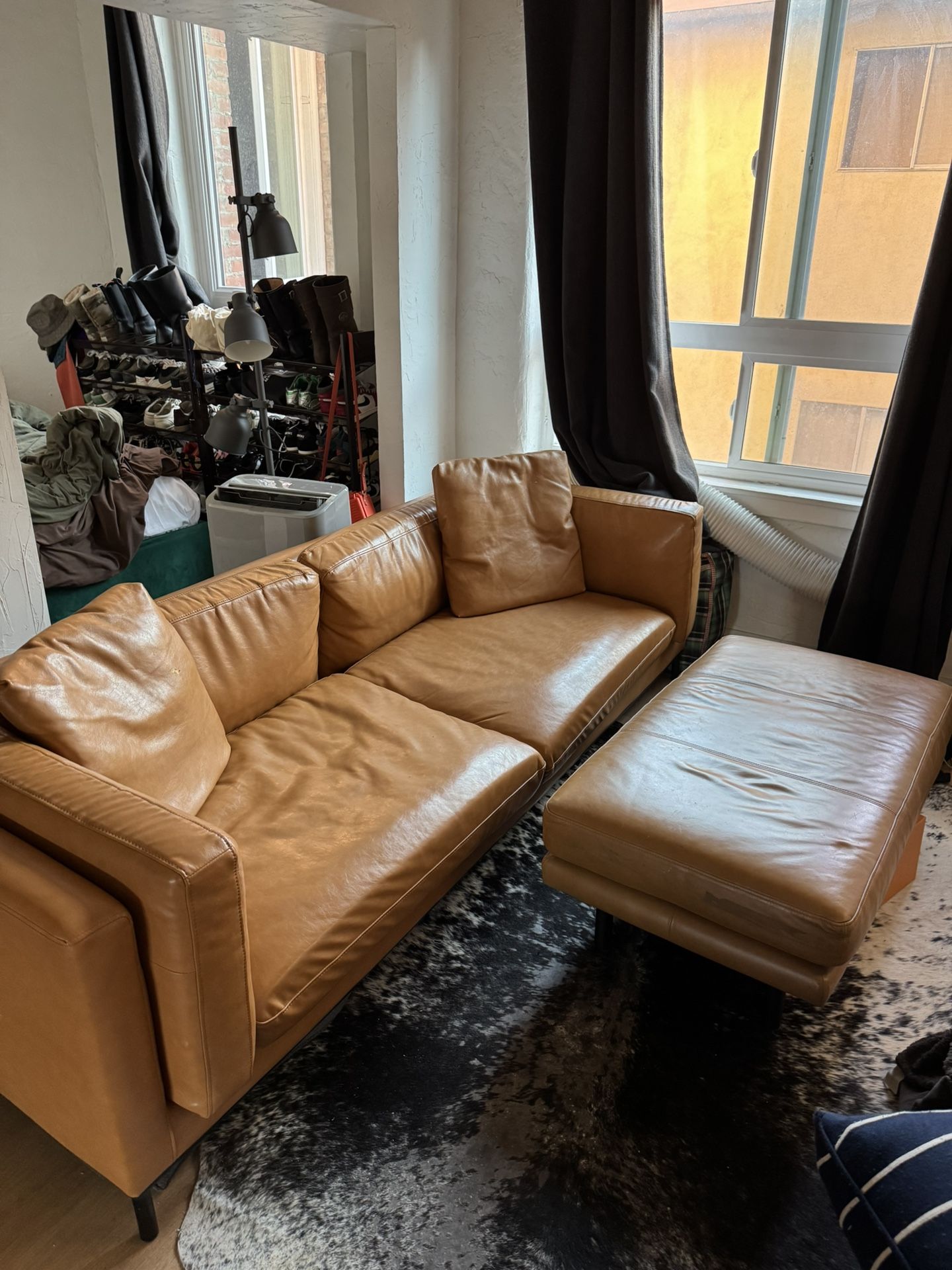 Genuine Leather Sofa & Ottoman $500