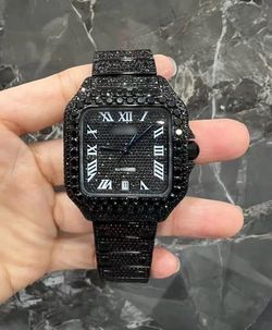(READ DESCRIPTION!!!) Iced Out Moissanite Black n White Watch