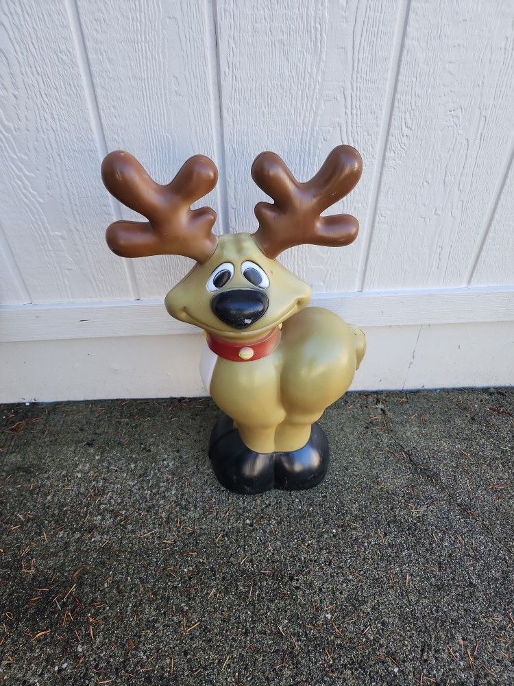 Vintage Smiling Reindeer General Foam Blow Mold Christmas Yard Decor 27"