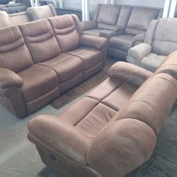 Brown Sofa & Loveseat Electric Recliners