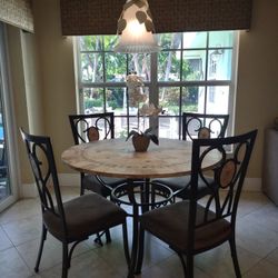 Real Stone And Wrought Iron Dining Set