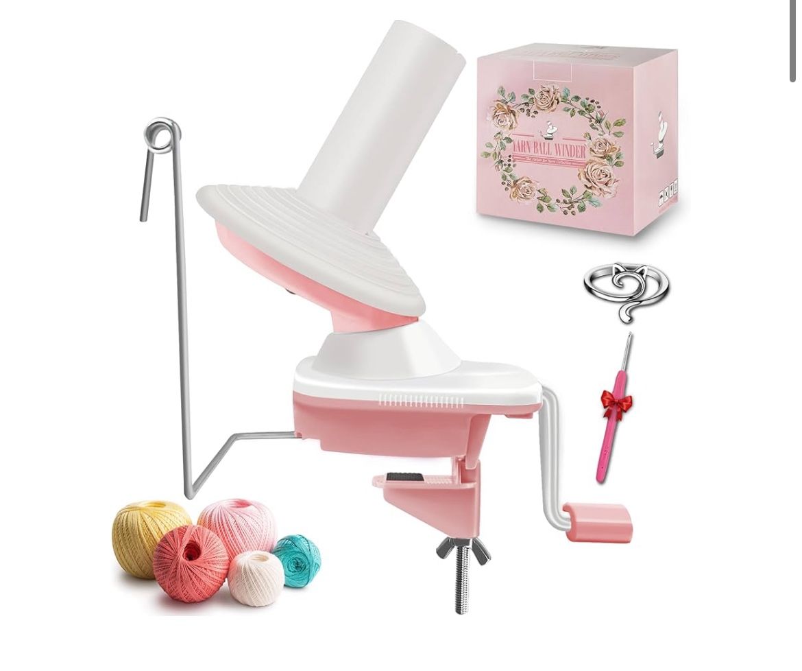 Brand: Juory Yarn Winder for Crocheting, Durable 3.5 oz Plastic Yarn Ball Winder with Long and Finger Crochet Hooks, Portable Spinner for Knitting,Whi