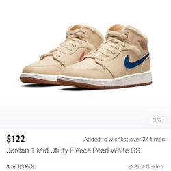 Like New Jordan 1 Mid Utility Fleece Pearl