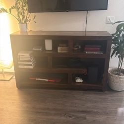 Solid Wood, Modern Brown Entertainment Center/ Console Table 
