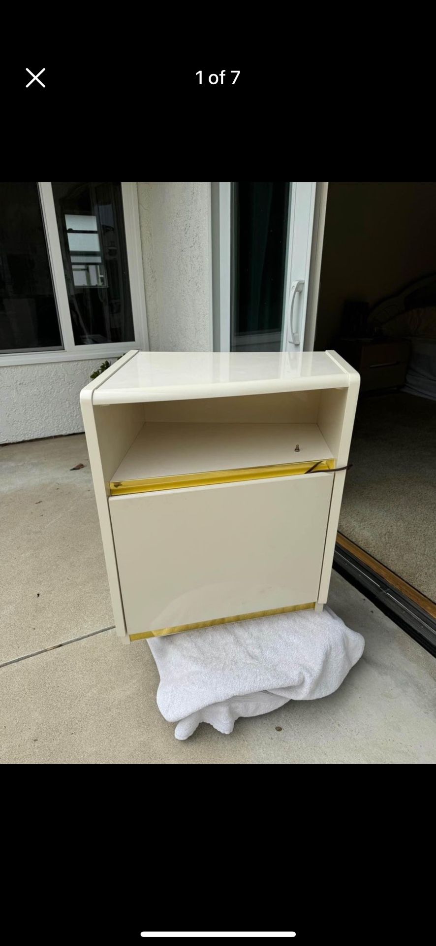 rare cream vintage postmodern lacquer lane nightstands /bedside table