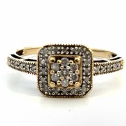 Woman’s Ladies 10k Two Toned White Yellow Gold Diamond Square Cluster .40 CTW  Ring Size 9.5 GP3123750