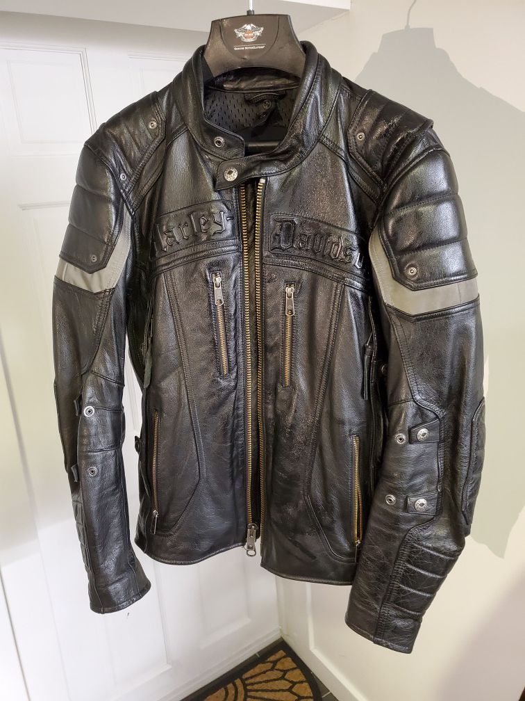 Motorcycle 3in1 Leather Jacket - Harley Davidson - Black Small