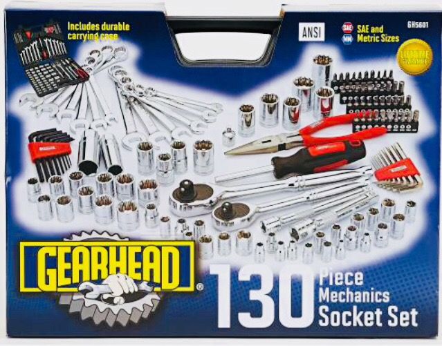 Gearhead 130 Piece Mechanics Tool Set with Case .... NEW IN BOX