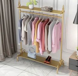 Gold Garment Rack with Shelves (We Have 5 Available - Price is Per)