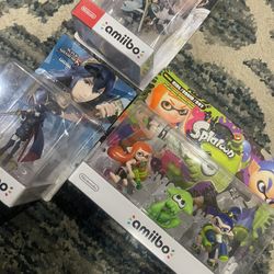 Nintendo Amiibo ~ Smash Bros Lucina ~ Fire Emblem Chrom ~ Splatoon 3 Pack! 