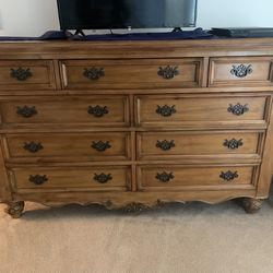 Solid  Brown  Wood Dresser Set-Used