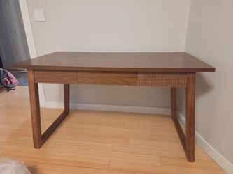 Modern Walnut Desk with Drawer — Like New, Less Than 1 Year Old