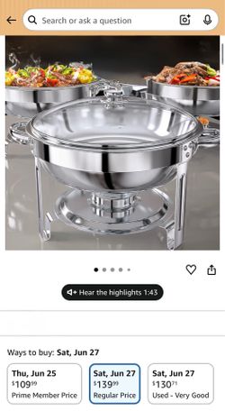 3 Piece Set Round Chafing Dishes with Lids