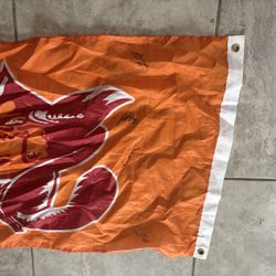 Signed Bucs Flag By Mike Evans, Chris Godwin, Jamel Dean And Carlton Davis 