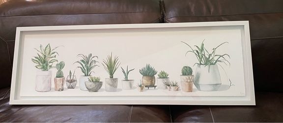 Large Framed Watercolor Art - Marmont Hill "Sturdy Indoor Plants" (45" × 15")