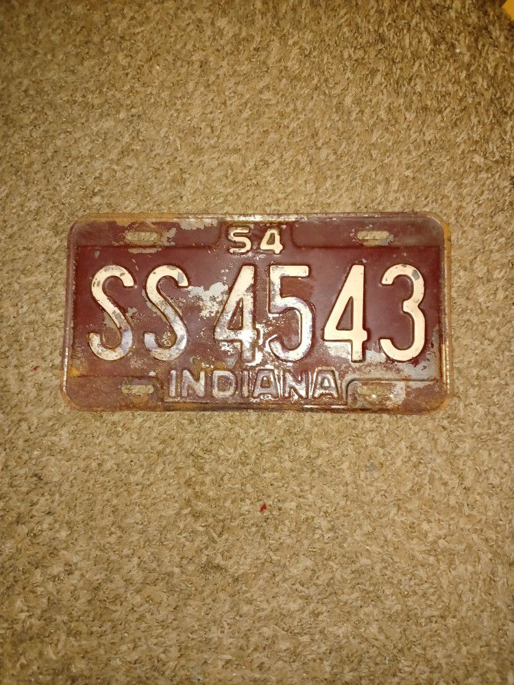 1954 INDIANA LICENSE PLATE 