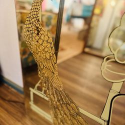 🦜VTG Parrot Family & Peacock Wall Art Set🦜THE TROPICAL METAL & MIRROR BIRDIES SET 🦜