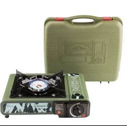 Waymult Camo Camping Stove For Cooking Outdoor With Stove Guard, Butane Fuel Portable Backpacking Stove suitable for Hiking, Boating and BBQ with carr